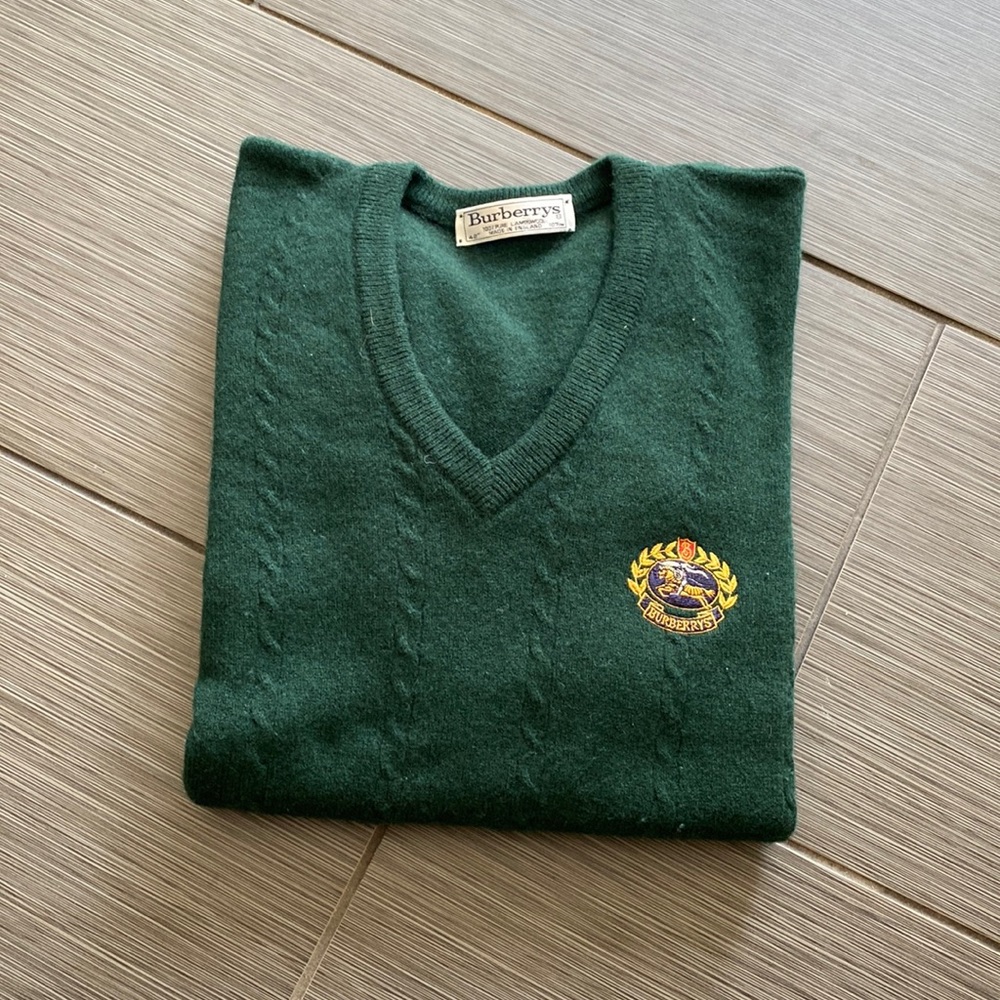 Burberrys Men’s V-Neck Sweater - Dark Green